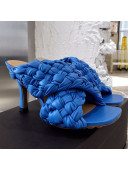 Bottega Veneta Lambskin Woven Heel Slide Sandals 90mm Royal Blue 2020