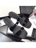 Gucci PVC Chain Flat Slide Sandals All Black 2021