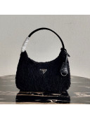 Prada Re-Edition 2000 Fur Mini Hobo Bag 1NE515 Black 2020