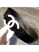 Chanel Shiny Leather Belt 5CM Width Black/White 2020