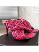 Bottega Veneta Lambskin Woven Heel Slide Sandals 90mm Pink 2020