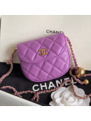 Chanel Quilted Lambskin Mini Flap Waist Bag with Metal Ball AP1461 Purple 2020