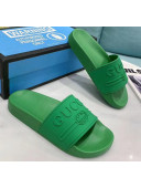 Gucci Logo Rubber Slide Sandal 522887 Green 2020(For Women and Men)