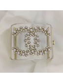 Chanel Resin Double Pearl CC Cuff Bracelet 2019