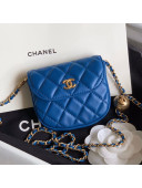 Chanel Quilted Lambskin Mini Flap Waist Bag with Metal Ball AP1461 Blue 2020