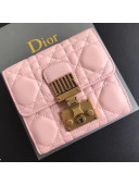 Dior French "Dioraddict" Flap Wallet in Cannage Lambskin Pink 2017