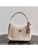 Prada Re-Edition 2000 Fur Mini Hobo Bag 1NE515 Beige 2020