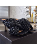 Bottega Veneta Lambskin Woven Heel Slide Sandals 90mm Black 2020