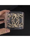 Chanel Resin Cutout Pearl CC Cuff Bracelet Black 2019