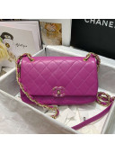 Chanel Quilted Lambskin Entwined Chain Large Flap Bag AS2319 Purple 2021