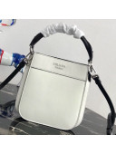 Prada Margit Leather Small Top Handle Bag 1BC082 White 2019
