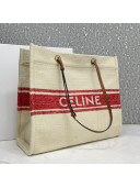 Celine Square Cabas Large Tote Bag in Soleil Inch Textile Red 2021