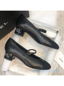 Chanel Calfskin Crystal Heel Mary Jane Pumps Black 2020