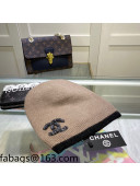 Chanel Wool Knit Hat Taupe Grey 2021 110568