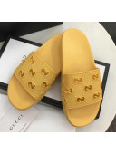 Gucci Rubber GG Slide Sandal 573922 Yellow 2020(For Women and Men)