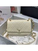 Chanel Quilted Lambskin Entwined Chain Medium Flap Bag AS2318 White 2021