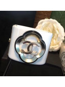 Chanel Resin Camellia Bloom Cuff Bracelet White 2019