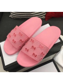 Gucci Rubber GG Slide Sandal 573922 Pink 2020(For Women and Men)