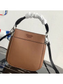 Prada Margit Leather Small Top Handle Bag 1BC082 Brown 2019