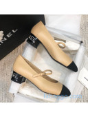 Chanel Calfskin Crystal Heel Mary Jane Pumps Beige 2020