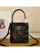Prada Small Quilted Leather Panier Bucket Bag 1BA217 Black 2020