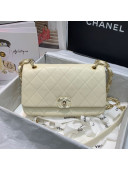 Chanel Quilted Lambskin Entwined Chain Large Flap Bag AS2319 White 2021