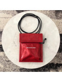 Balen...ga Calfskin Phone Bag With Shoulder Strap Red 2018