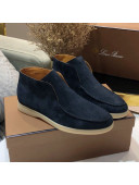 Loro Piana High-top Suede Flat Loafers Navy Blue 202024