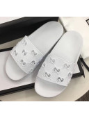 Gucci Rubber GG Slide Sandal 573922 White 2020(For Women and Men)