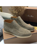 Loro Piana High-top Suede Flat Loafers Grey 202025