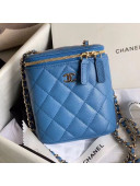 Chanel Quilted Calfskin Mini Vanity Case with Classic Chain AP1466 Blue 2020
