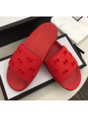Gucci Rubber GG Slide Sandal 573922 Red 2020(For Women and Men)