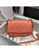 Chanel Quilted Lambskin Entwined Chain Medium Flap Bag AS2318 Orange 2021