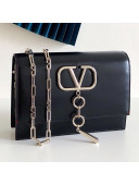 Valentino Smooth Calfskin Small VCASE Chain Shoulder Bag Black 2019