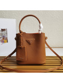Prada Small Saffiano Leather Panier Bucket Bag 1BA217 Brown 2020