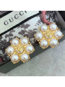 Gucci Pearl GG Stud Earrings White/Gold 2020