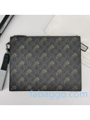 Gucci GG Pouch with Tiger Print 575136 Black 2020