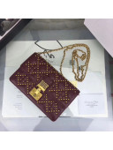Dior Dioraddict Wallet on Chain Pouch In Studded Cannage Lambskin Burgundy 2018