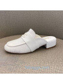 Chanel Quilted Calfskin Matte Flat Mules All White 2020