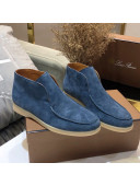 Loro Piana High-top Suede Flat Loafers Blue 202030