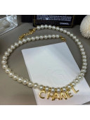 Chanel Pearl CHANEL Lettering Pendant Necklace White/Gold 2020