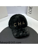 Chanel Rabbit Fur Baseball Hat Black 2021 110583