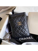 Chanel Quilted Lambskin Phone Holder Clutch with Chain and Coin Purse AP1191 Black 2020