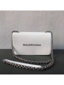 Balenciaga Calfskin Everyday Chain Wallet Bag White