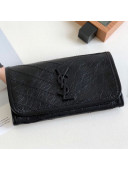 Saint Laurent Niki Large Flap Wallet in Crinkled Vintage Leather 583552 Black 2019