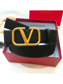 Valentino Double Reversible Smooth Calfskin Leather 4cm Belt Black 2019 