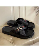 Gucci Men's Zumi GG Leather Slide Sandals Black 2021 04