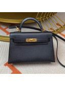 Hermes Mini Kelly II Handbag in Original Epsom Leather Black (Half Handmade)