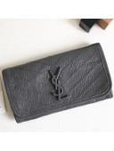 Saint Laurent Niki Large Flap Wallet in Crinkled Vintage Leather 583552 Dark Grey 2019