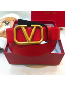 Valentino Double Reversible Smooth Calfskin Leather 4cm Belt Red 2019 